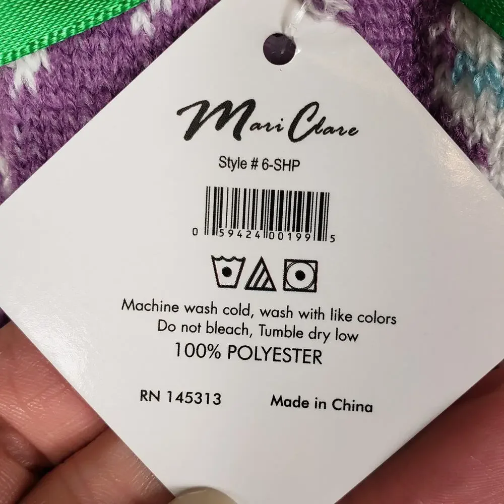 NWT Mari Clare Sherpa Lined Knit Winter Holiday Design No-Slip Slipper Socks